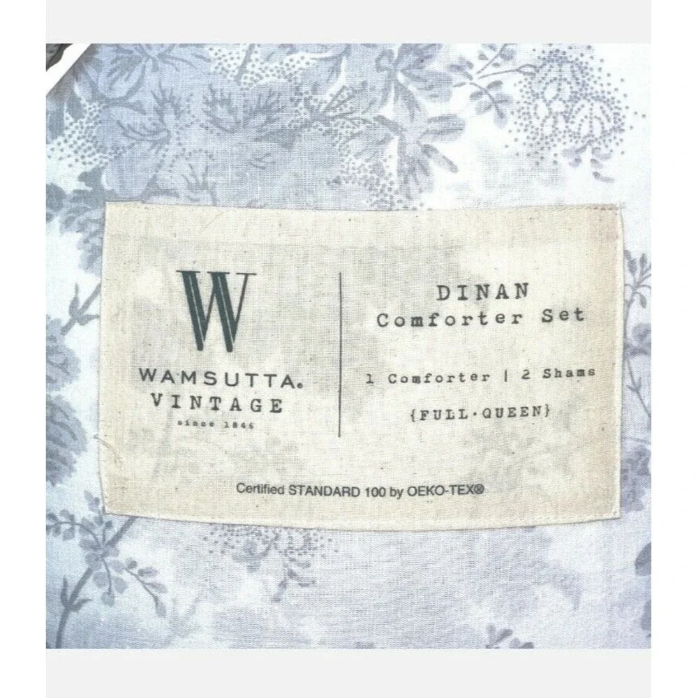 DISCONTINUED WAMSUTTA Vintage Dinan QUEEN Linen Cotton Floral Comforter Set